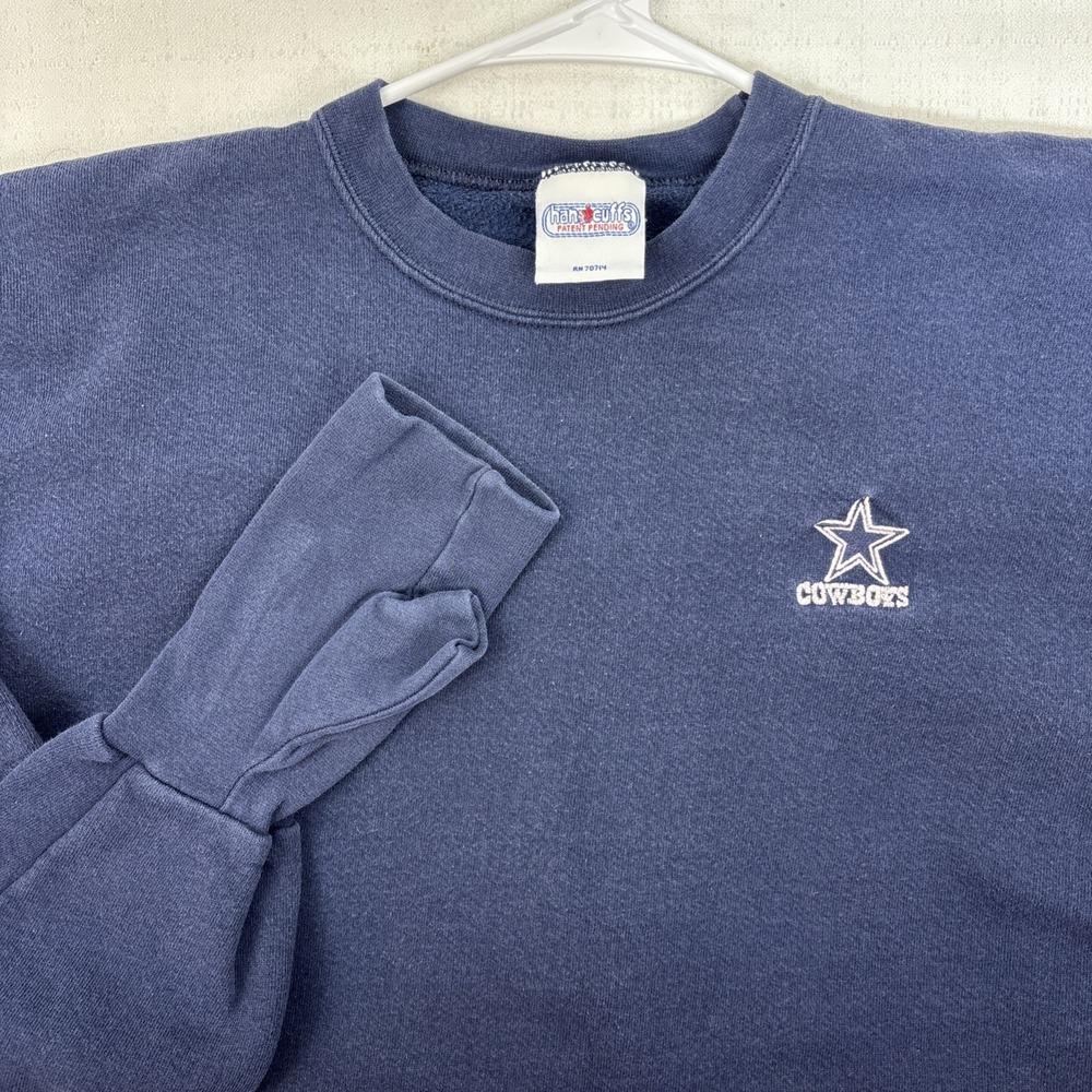 VTG‎ 90s Handcuffs Cowboys Hoodie Crewneck Sweatshirt Men's XL  Embroidered Blue